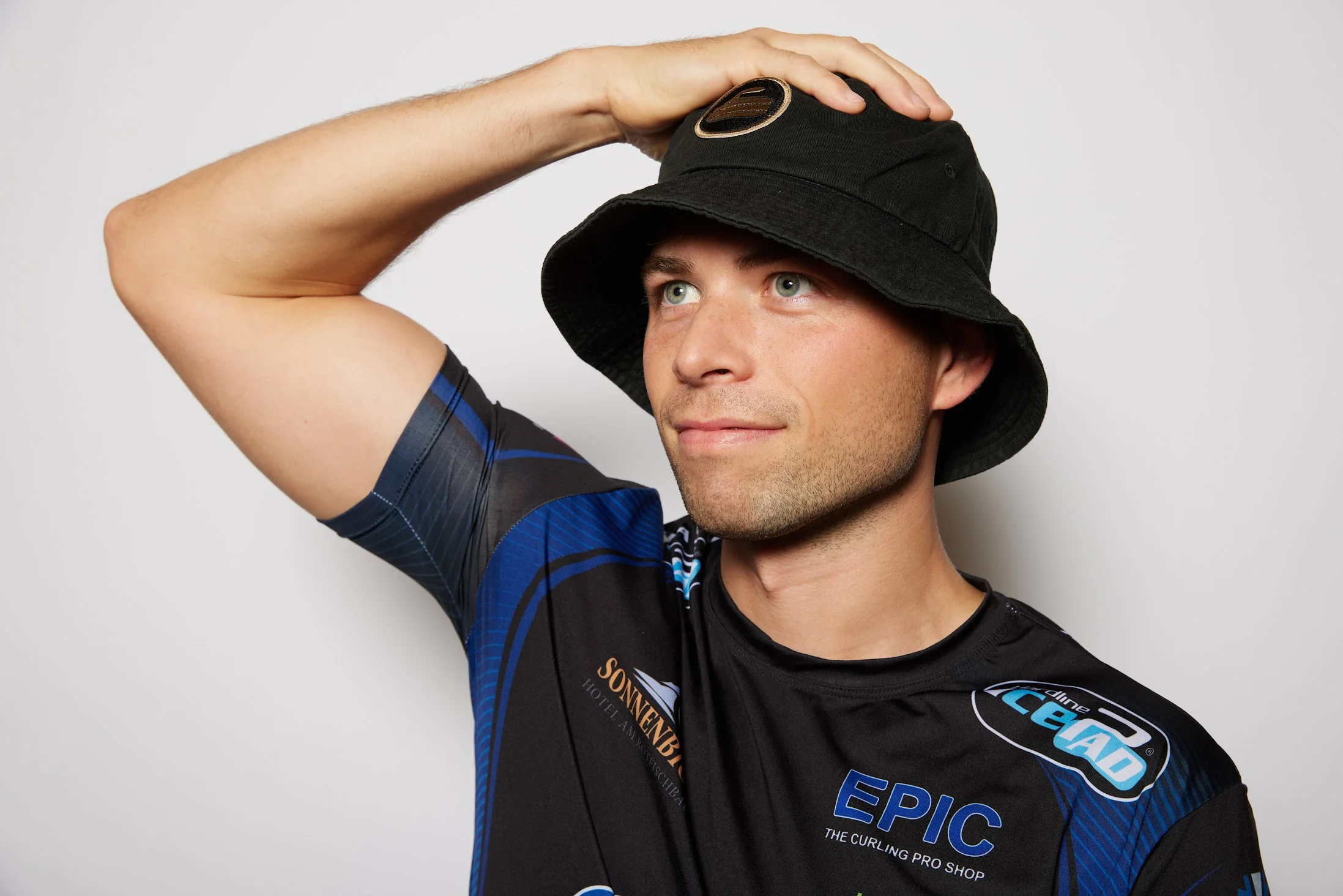 Curling Rock - Black Bucket Hat with Patch - Image 3
