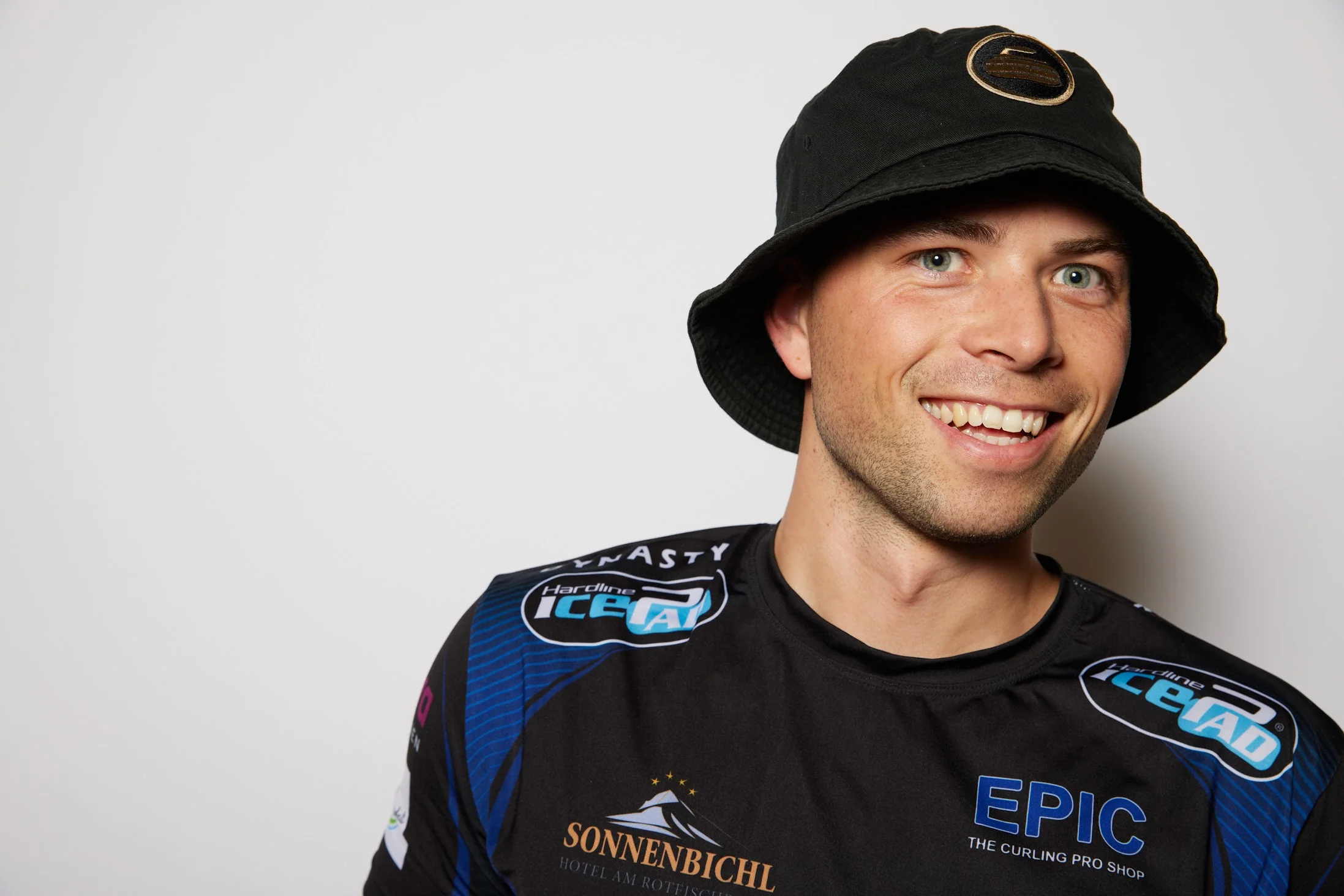 Curling Rock - Black Bucket Hat with Patch - Image 4