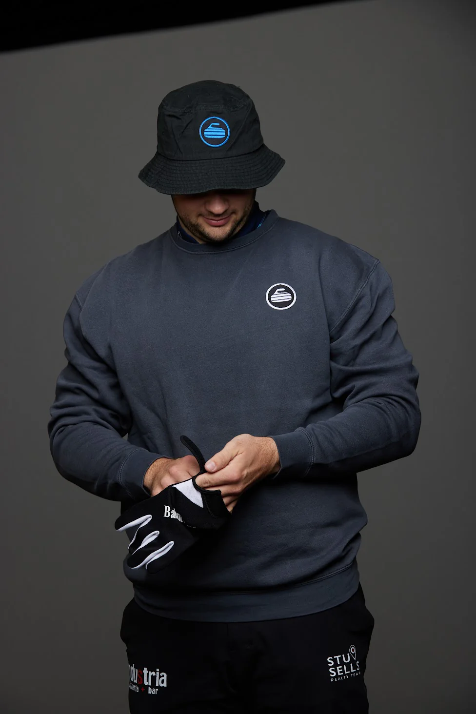 Curling Rock - Black Bucket Hat with Patch - Image 6