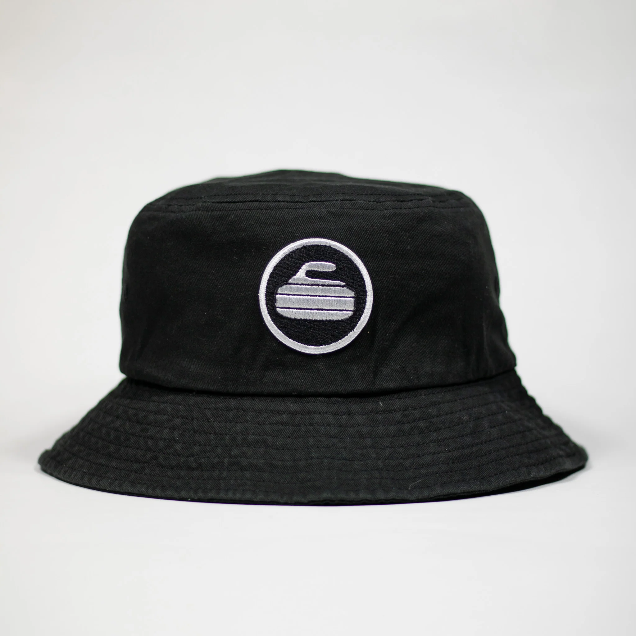 Curling Rock - Black Bucket Hat with Patch - Image 8