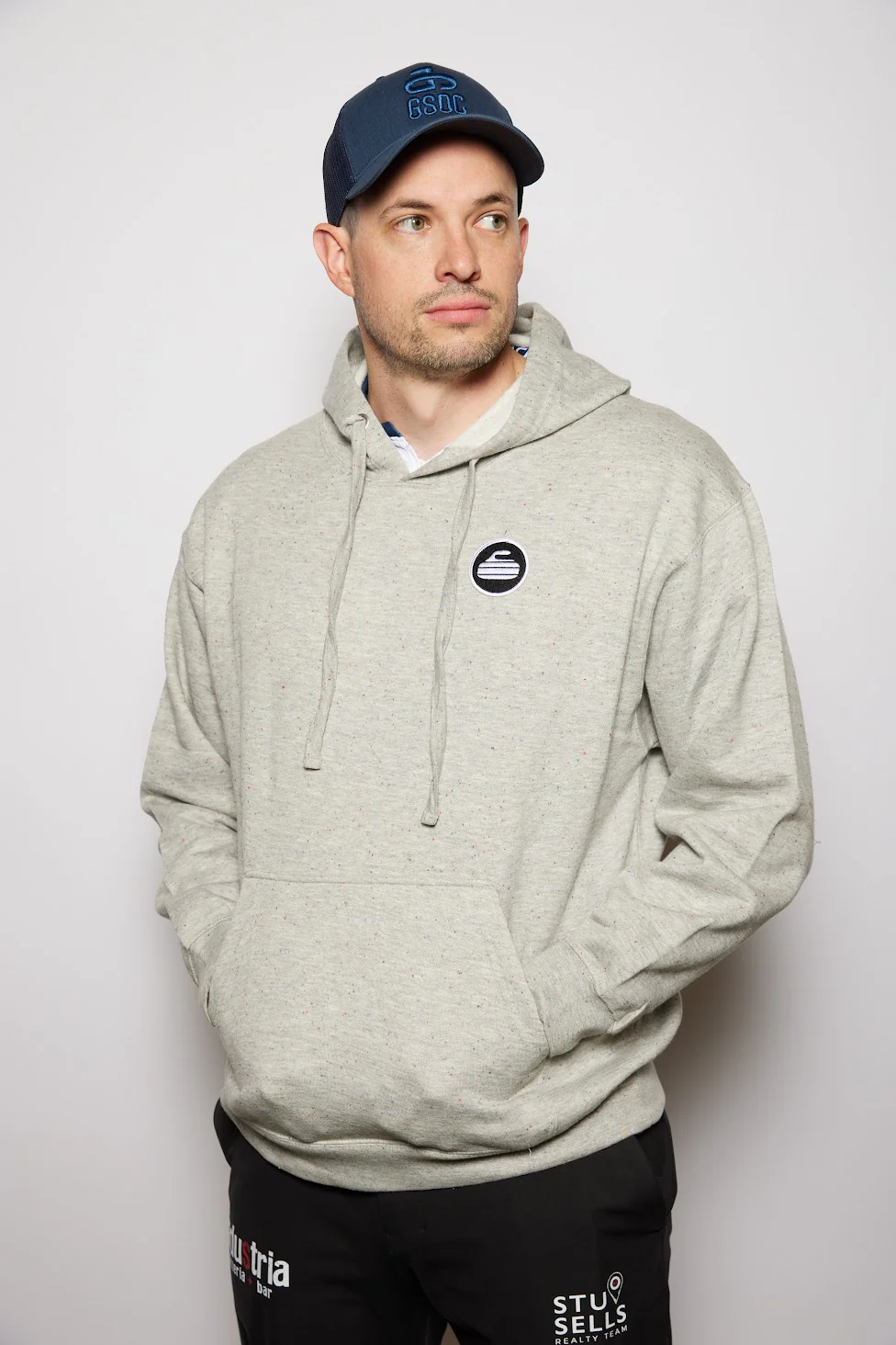 Curling Rock - Rainbow Speckle Hoodie with Patch - Image 5
