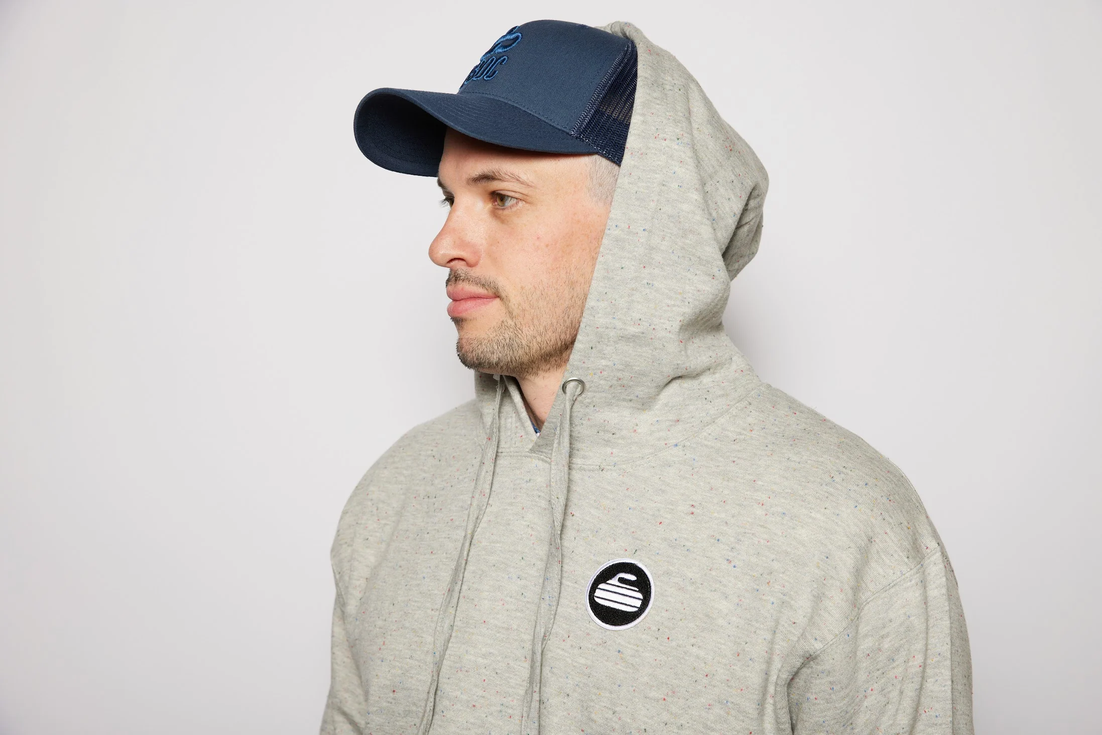 Curling Rock - Rainbow Speckle Hoodie with Patch - Image 6