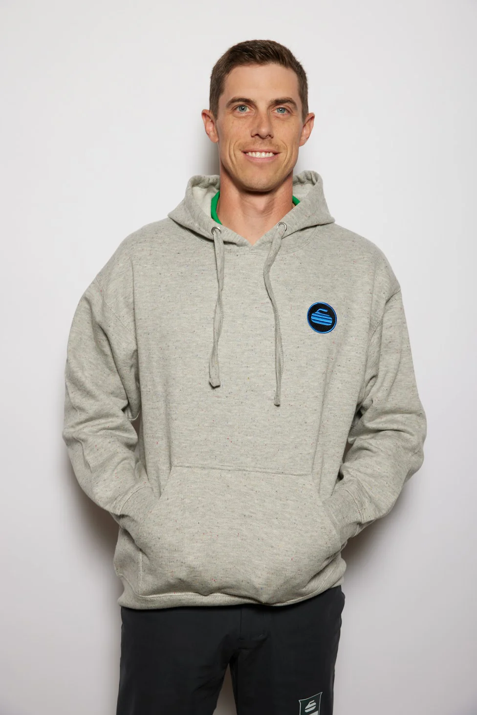 Curling Rock - Rainbow Speckle Hoodie with Patch - Image 7